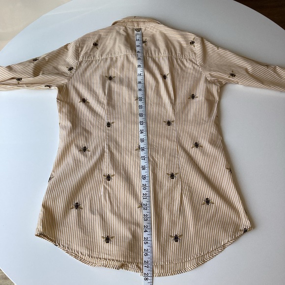 Joules shirt 8 cotton classic fit long sleeved bee print blouse yellow striped - Picture 10 of 12